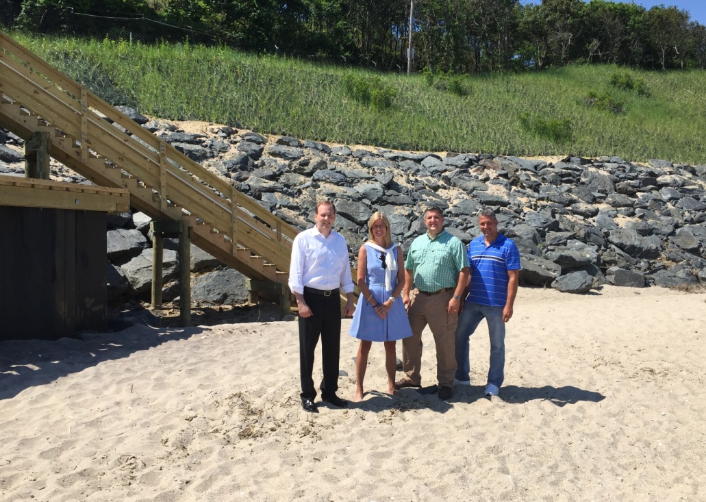 (left to right) U.S. Congressman Lee Zeldin; Councilwoman Jane Bonner; Brookhaven Superintendent of Highways Daniel P. Losquadro; and Marc Mazza, vice president of the Miller Place Park Homeowners Association.