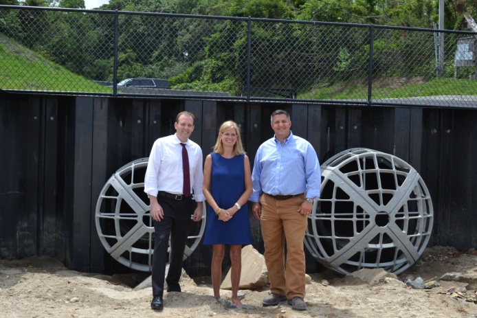 (left) U.S. Congressman Lee Zeldin, Councilwoman Jane Bonner and Brookhaven Superintendent of Highways Daniel P. Losquadro